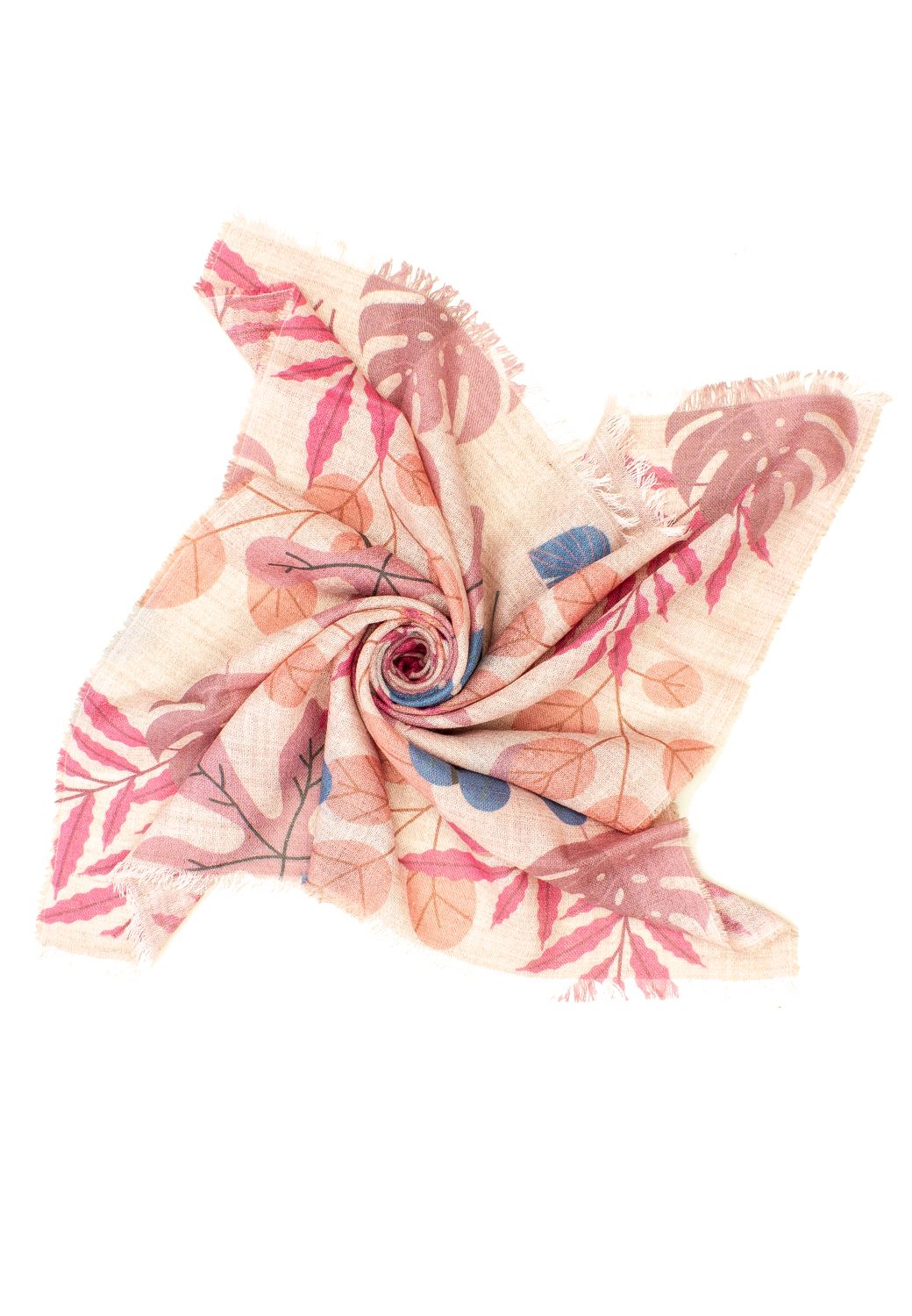 SQUARE STAMPA PALME , 80%PC 5%VI 10%WO 5%WP, MADE IN ITALY            - PINK